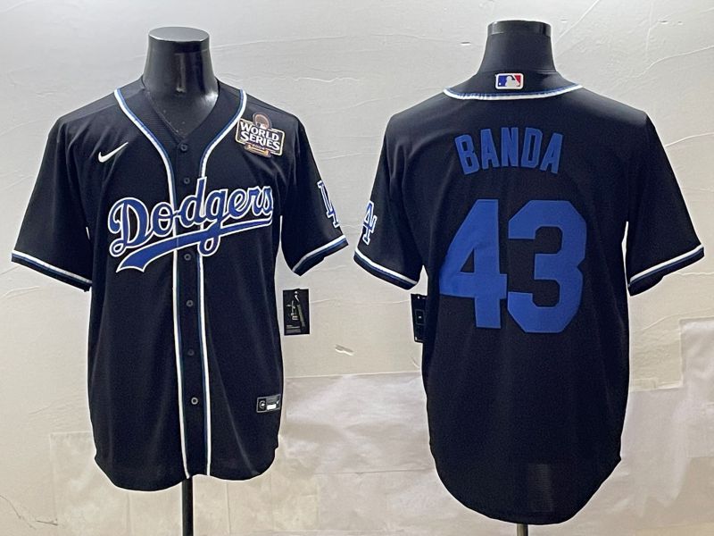 Men 2025 Los Angeles Dodgers 43 Banda Black Three generations Fashion Nike MLB Jersey style 9